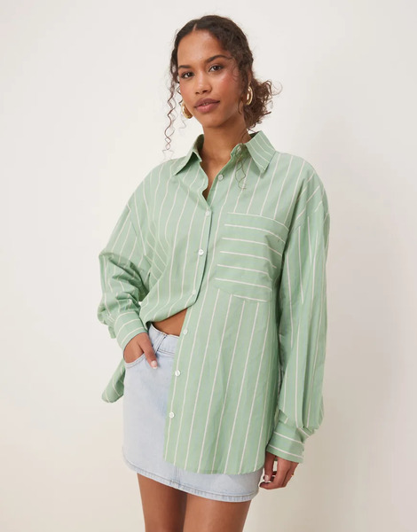  Ghospell Camisa Verde A Rayas Blancas Extragrande De Ghospell 