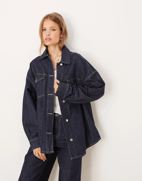  Gina Tricot Camisa Vaquera Azul Añil De Corte Holgado Extragrande Con Lavado Oscuro De Gina Tricot (parte De Un Conjunto) 