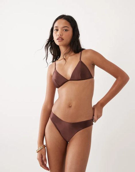  Good American Good American - Good 90s Perfect Fit - Parte De Un Conjunto - Braguitas De Bikini Marrón Chocolate De Satén-brown 