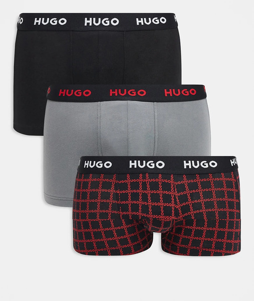  Hugo Red Pack De 3 Calzoncillos De Color Gris, Negro Y Con Estampado Rojo Con Cinturillas Del Logo De Hugo Red-multicolor 