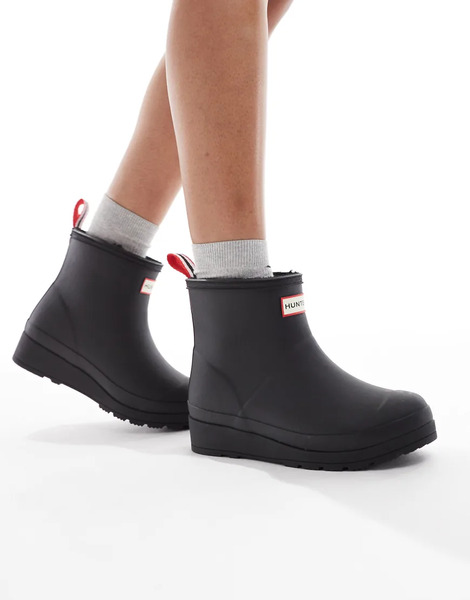  Hunter Botas Negras De Caña Baja Con Forro Play De Hunter-negro 