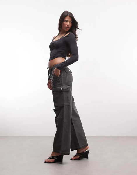  I.am.gia Pantalones Cargo Negros De Pernera Ancha Extragrande Y Talle Bajo Jaxxon De I.am.gia (parte De Un Conjunto) 