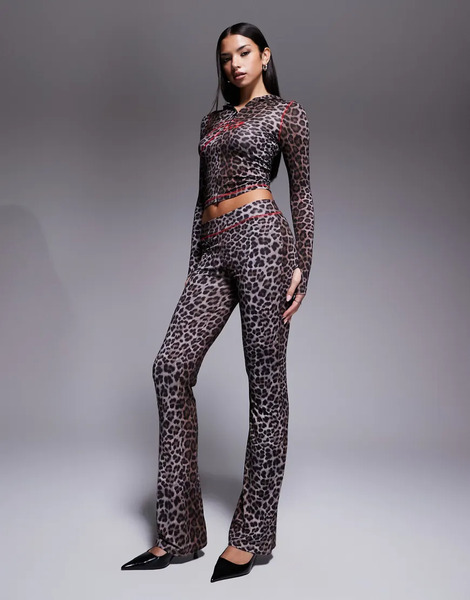  I.am.gia Pantalones De Chándal Oscuros Con Estampado De Leopardo, Pespuntes En Contraste Y Logo En La Parte Trasera Blare De I.am.gia (parte De Un Conjunto)-multicolor 