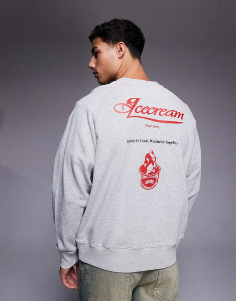  Icecream Sudadera Gris Con Logo Parlor De Icecream 