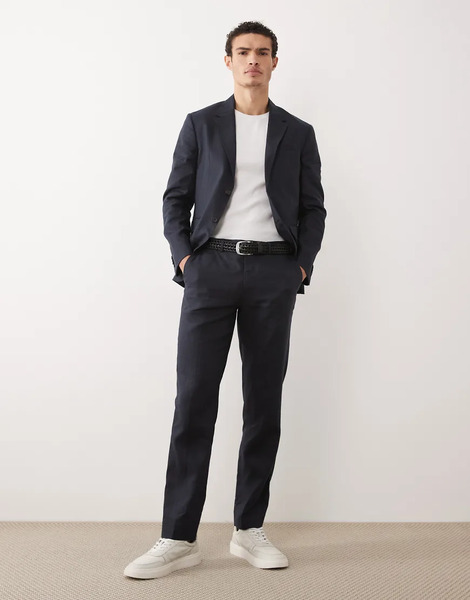  Jack & Jones Pantalones De Traje Azul Marino De Corte Slim De Lino Puro De Jack & Jones Premium (parte De Un Conjunto) 