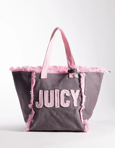  Juicy Couture Bolso Shopper De Playa Grande Marrón Y Rosa Con Logo De Estilo Años 2000 Mirna De Juicy Couture-brown 