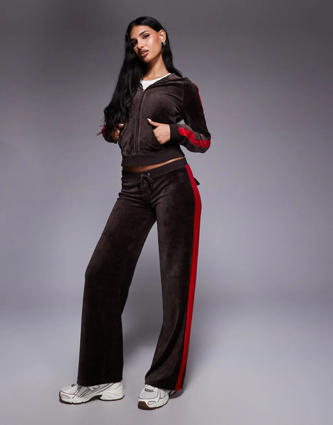  Juicy Couture Joggers Marrones Y Rojos De Pernera Recta Con Logo Y Raya De Juicy Couture (parte De Un Conjunto)-multicolor 