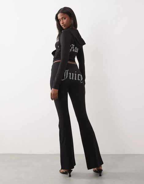  Juicy Couture Juicy Couture - Joggers Negros De Talle Bajo Y Corte Acampanado Con Detalle De Logo De Strass (parte De Un Conjunto) 