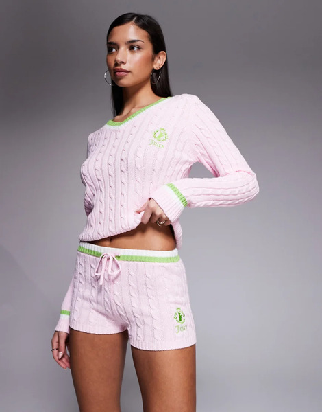  Juicy Couture Pantalones Cortos Rosas Con Logo Y Cordón Ajustable De Punto De Ochos Kitti De Juicy Couture (parte De Un Conjunto) 