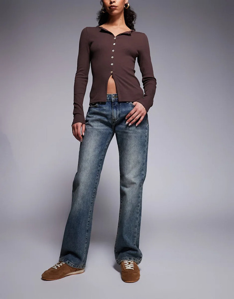  Juicy Couture Vaqueros Azules De Corte Pitillo Y Talle Bajo Con Lavado Envejecido Y Logo De Strass De Juicy Couture 