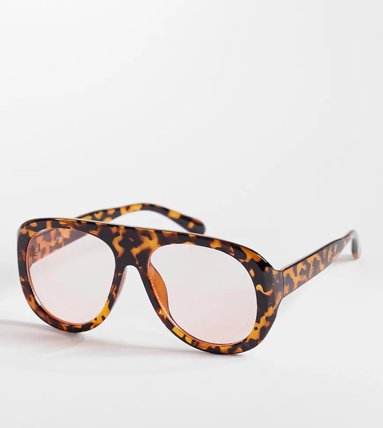  Kaiia Gafas De Sol Marrón Efecto Carey Gruesas De Estilo Aviador Con Lentes Rosa Rubor Exclusivas De Kaiia-multicolor 