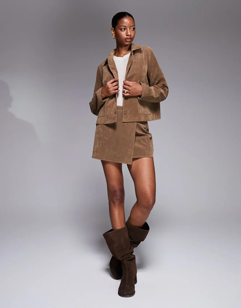  Kaiia Minifalda Color Tostado Con Detalle Cruzado De Antelina Exclusiva De Kaiia (parte De Un Conjunto)-brown 