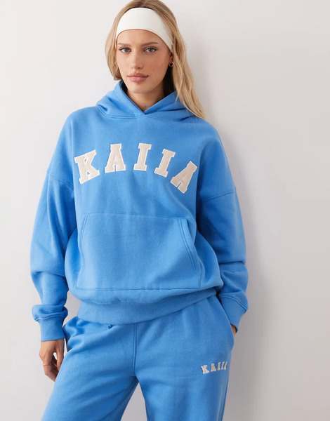  Kaiia Sudadera Azul Extragrande Con Capucha Y Logo Bordado De Tejido Rico En Algodón De Kaiia (parte De Un Conjunto) 