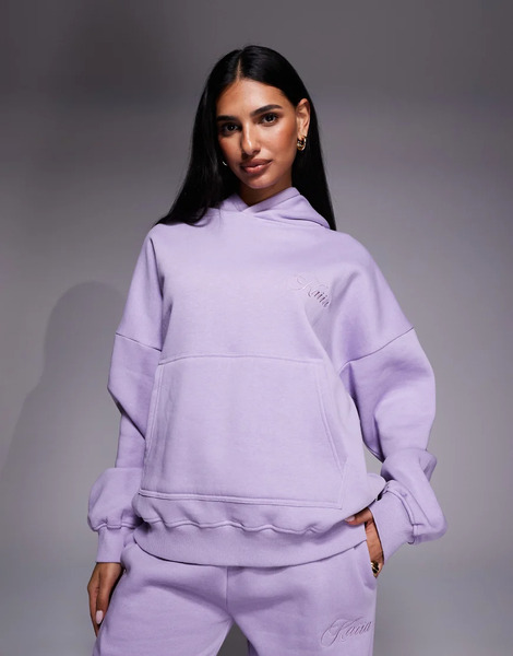  Kaiia Sudadera Lila Extragrande Con Capucha Y Logo En Relieve De Kaiia Studio (parte De Un Conjunto)-morado 
