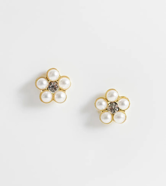  Kingsley Ryan Pendientes De Botón Chapados En Oro Con Diseño De Margaritas De Perlas De Imitación De Kingsley Ryan-dorado 