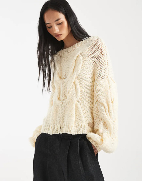  Kiwi & Co Jersey Color Crema Holgado De Punto Fino Con Lana De Mohair Con Detalle De Punto De Ochos Tejido A Mano Daydream De Kiwi & Co-blanco 