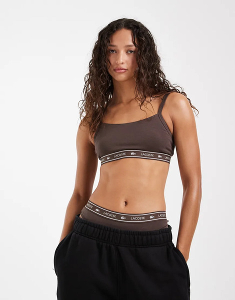  Lacoste Bralette Marrón Con Logo De Lacoste-brown 