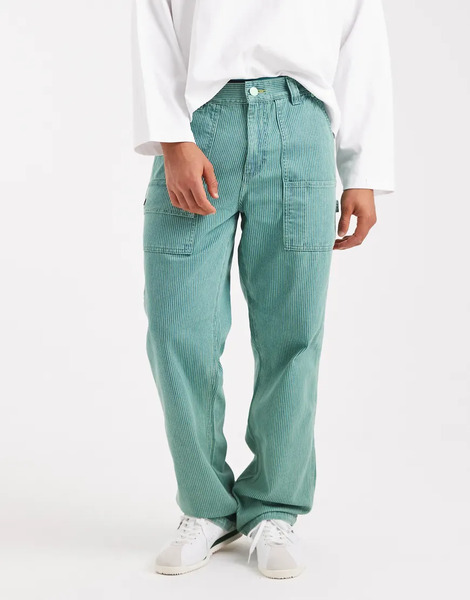  Lee Pantalones Verde Oscuro A Rayas De Corte Recto Suelto Y Estilo Carpintero De Lee X Crayola (parte De Un Conjunto) 