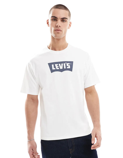  Levi's Camiseta Blanca Holgada Con Logo De Ala De Murciélago En La Parte Central Del Pecho Vintage De Levi's-blanco 