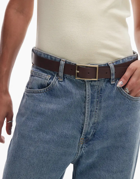  Levi's Cinturón Marrón De Cuero Con Hebilla Rectangular De Levi's 