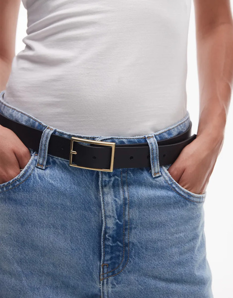  Levi's Cinturón Negro De Cuero Con Hebilla Rectangular De Levi's 