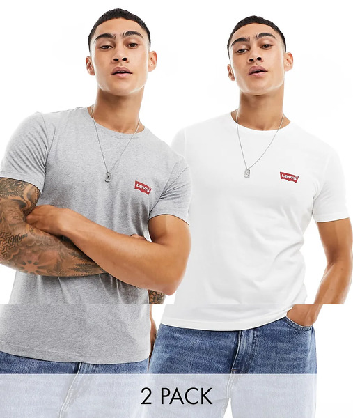  Levi's Pack De 2 Camisetas De Cuello Redondo En Blanco Y Gris Marga Con Logo Estilo Murciélago De Levi's-multicolor 