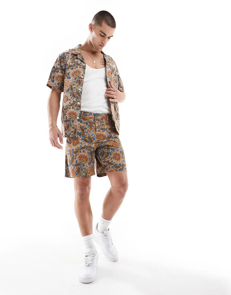  Levi's Pantalones Cortos Chinos Holgados Con Estampado Floral De Sarga Xx Authentic De Levi's (parte De Un Conjunto)-verde 