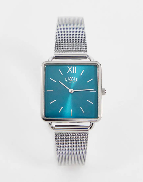  Limit Reloj De Malla Plateado Con Esfera Cuadrada Verde De Limit 