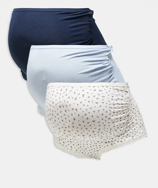  Lindex Pack De 3 Braguitas Brasileñas De Color Blanco, Azul Y Estampado De Punto Pointelle De Lindex Maternity-multicolor 