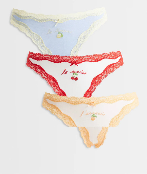  Lindex Pack De 3 Braguitas Brasileñas De Tonos Pastel Variados Con Ribete De Encaje Wilma De Lindex-multicolor 