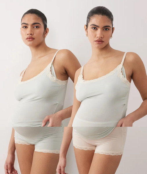  Lindex Pack De 2 Braguitas De Color Melocotón Y Cerceta De Tejido Muy Suaves De Lindex Maternity-multicolor 