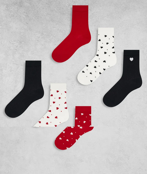  Lindex Pack De 7 Pares De Calcetines De Varios Colores Con Estampados De Lunares Y Corazones De Lindex-multicolor 