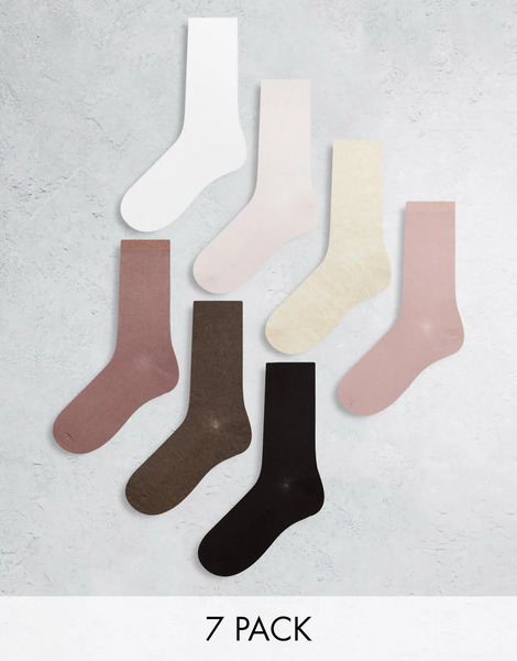  Lindex Pack De 7 Pares De Calcetines Deportivos De Varios Colores Neutros Con Bordes Sin Rematar De Lindex-beis Neutro 