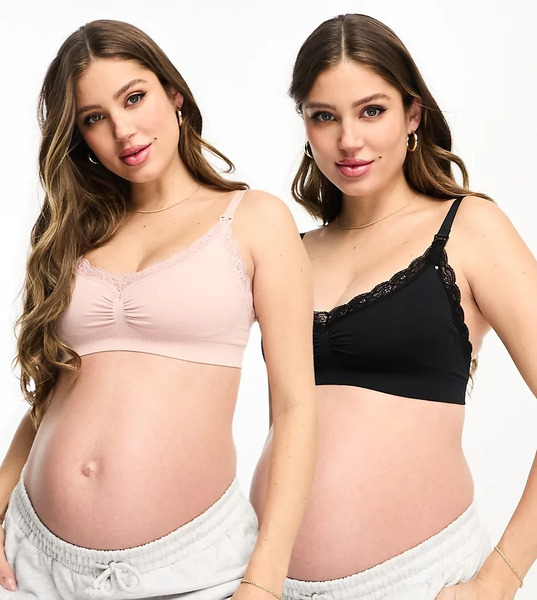  Lindex Pack De 2 Sujetadores De Color Rosa Y Negro De Encaje Sin Costuras Mom De Lindex Maternity-multicolor 