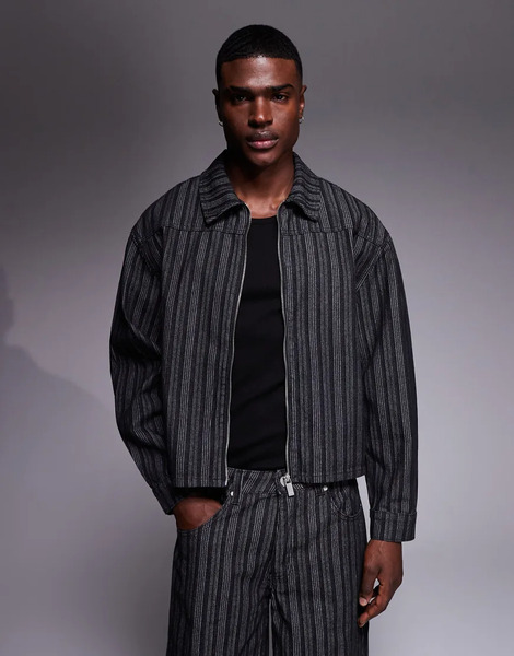  Liquor N Poker Chaqueta Harrington Negra Con Raya Diplomática Y Cremallera De Liquor N Poker (parte De Un Conjunto)-negro 