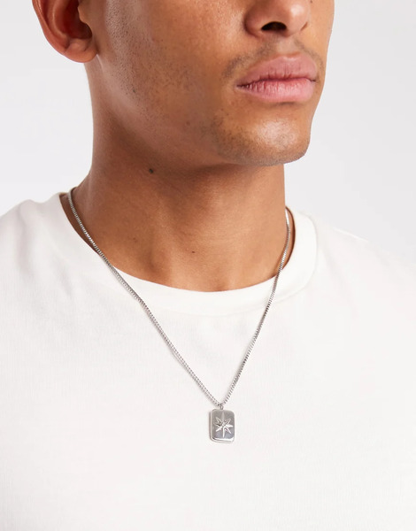  Lost Souls Collar Con Colgante De Placa Identificativa Y Estrella Grabada De Acero Inoxidable De Lost Souls-plateado 