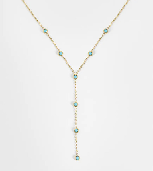 Lost Souls Collar Estilo Lariat Con Piedras Turquesas De Acero Inoxidable Chapado En Oro De 18 Quilates De Lost Souls-dorado 