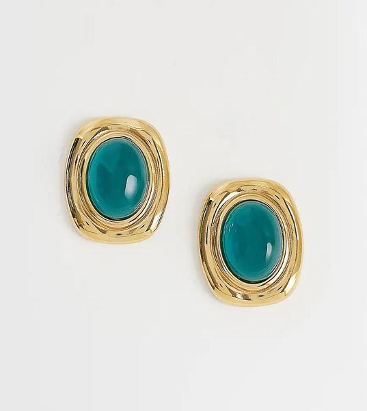  Lost Souls Pendientes De Botón Verdes De Estilo Vintage De Acero Inoxidable Chapado En Oro De 18 Quilates De Lost Souls-dorado 