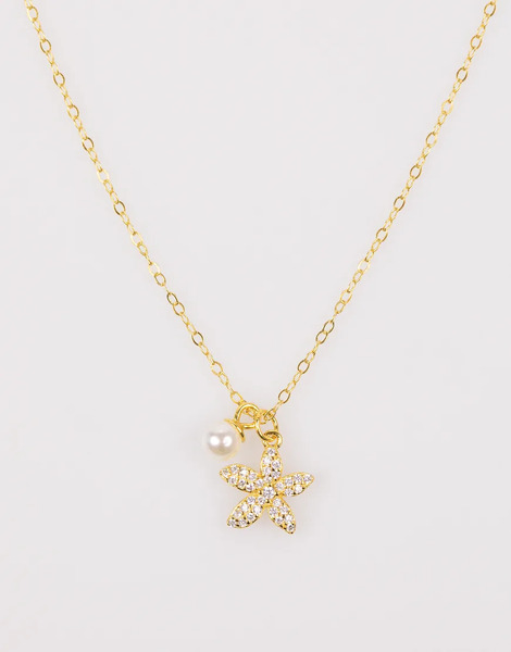  Lovisa Collar Dorado De Cadena Con Detalle En Forma De Estrella De Mar Y Perla De Plata De Ley Chapada En Oro De Lovisa 