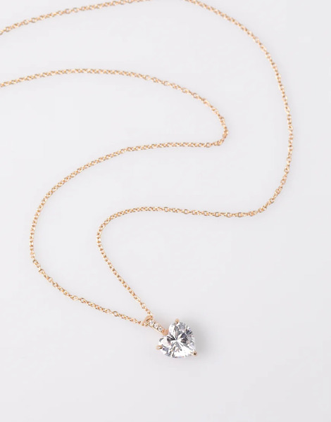  Lovisa Collar Dorado Rosado De Plata De Ley Chapado En Oro Rosa Con Colgante De Circonita En Forma De Corazón De Lovisa 