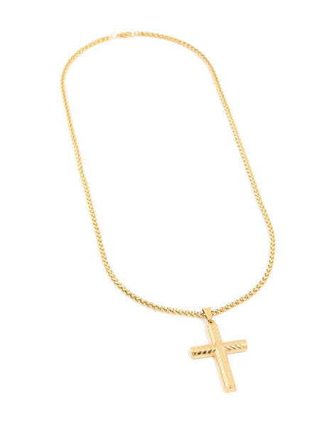  Lovisa Lovisa Men's - Collar Dorado Con Detalle De Colgante De Cruz De Acero Inoxidable Chapado En Oro Resistente Al Agua 