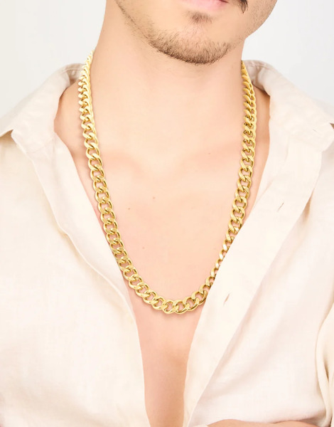 Lovisa Lovisa Men's - Collar Dorado De Eslabones Cubanos De Acero Inoxidable Chapado En Oro Resistente Al Agua 