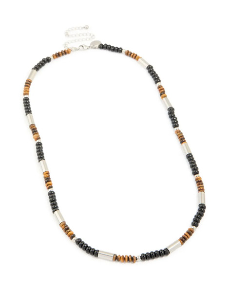  Lovisa Lovisa Men's - Collar Multicolor De Cuentas Negras, De Ojo De Tigre Y De Acero Inoxidable Resistente Al Agua-negro 