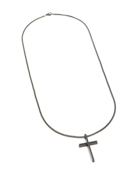  Lovisa Lovisa Men's - Collar Negro Con Colgante De Cruz Lisa De Acero Inoxidable Resistente Al Agua Revestido 