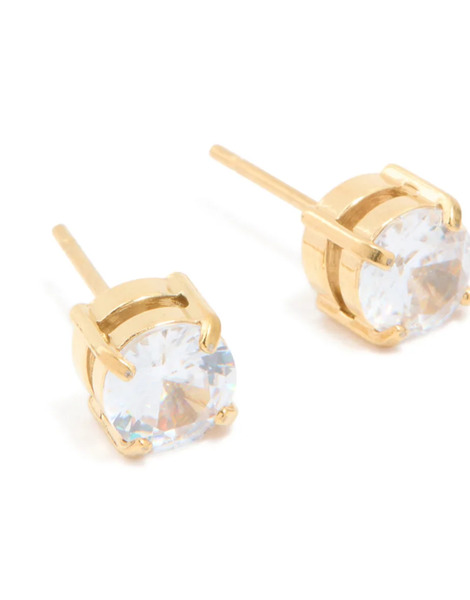  Lovisa Lovisa Men's - Pendientes De Botón Dorados De Acero Inoxidable Chapado En Oro Resistente Al Agua Con Circonitas Redondas Pequeñas 