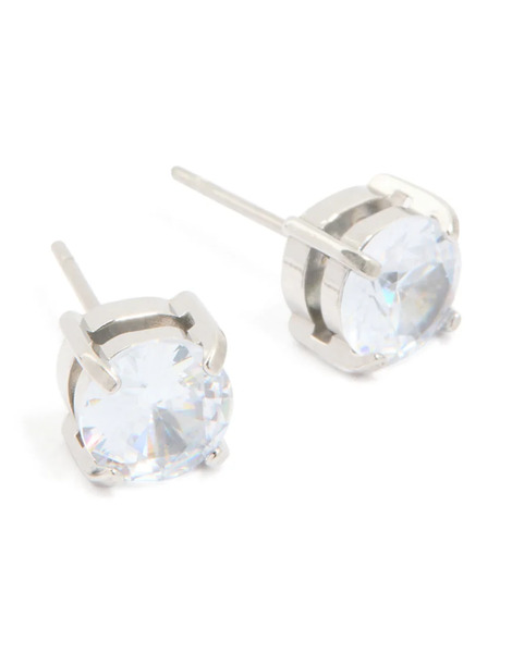  Lovisa Lovisa Men's - Pendientes De Botón Plateados Grandes Redondos De Acero Inoxidable Resistente Al Agua Con Circonitas 