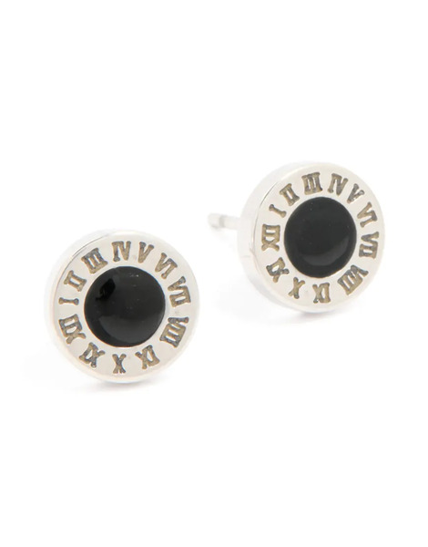  Lovisa Lovisa Men's - Pendientes De Botón Plateados Redondos Con Números Romanos De Acero Inoxidable Resistente Al Agua 