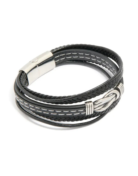  Lovisa Lovisa Men's - Pulsera Negra De Hileras Trenzadas Variadas Con Detalles De Acero Inoxidable Resistente Al Agua-negro 