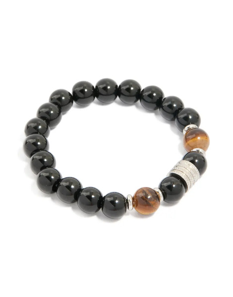  Lovisa Lovisa Men's - Pulsera Negra Elástica De Cuentas Grandes Y Acero Inoxidable Resistente Al Agua-negro 