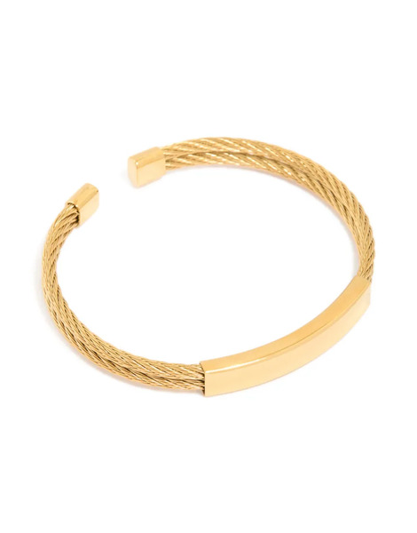  Lovisa Lovisa Men's - Pulsera Rígida Dorada Con Diseño De Filamentos Retorcidos De Acero Inoxidable Chapado En Oro Resistente Al Agua-dorado 